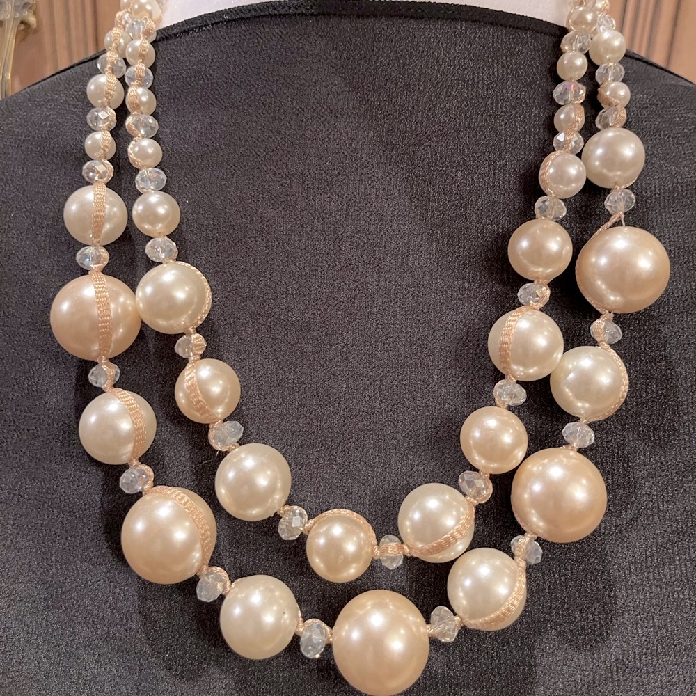 Chunky Double Strand Faux Pearl Necklace